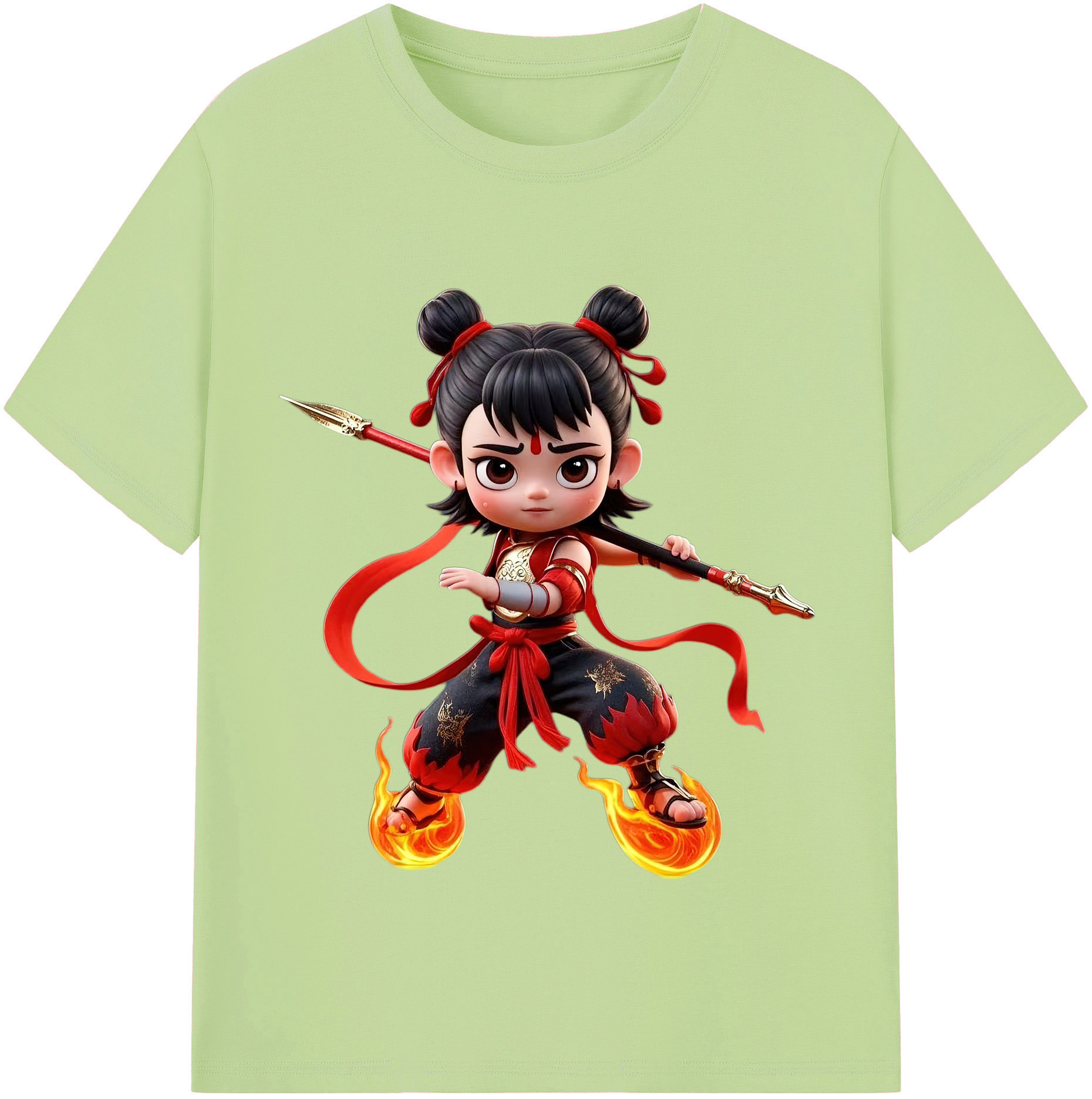 （画像用） Ne Zha 2 ナタ 魔童の大暴れ 綿100％半袖Tシャツ（フロントプリント）